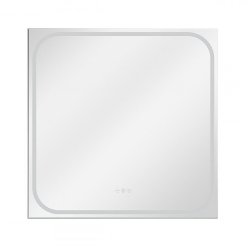 Espejo de baño rectangular con luz LED maquillaje Remix 80x80cm con antivaho, táctil color plata