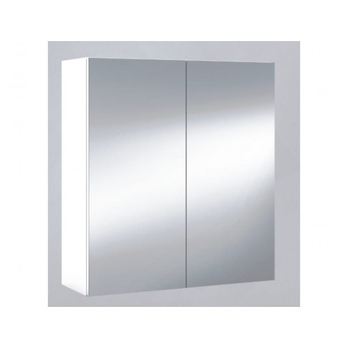 Espejo de pared 60x21x65 cm blanco brillo con dos puertas - Bergamo