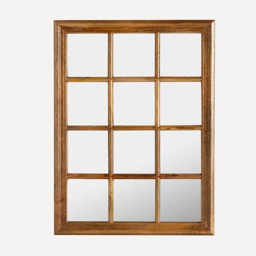 Espejo de pared cuadrado de madera de mango Fedra EuroVolter Natural