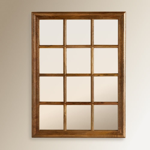 Espejo de pared cuadrado de madera de mango Fedra EuroVolter Natural