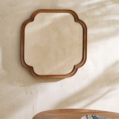 Espejo de pared cuadrado de madera de mango Topeka EuroVolter Natural