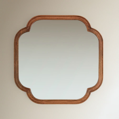 Espejo de pared cuadrado de madera de mango Topeka EuroVolter Natural