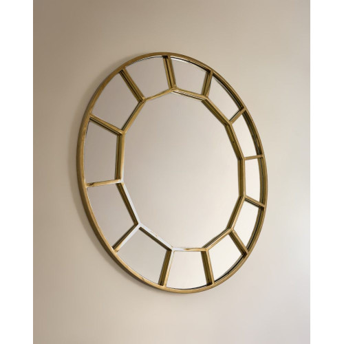 Espejo decorativo de pared redondo Kiri EuroVolter Oro