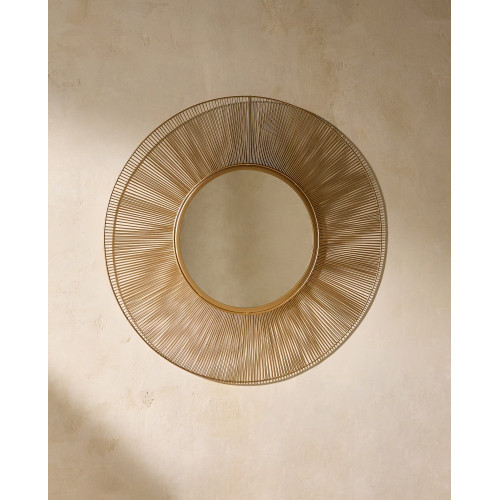 Espejo decorativo de pared redondo Wheel EuroVolter Oro