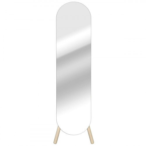 Espejo enmarcado con pie (suelo) rectangular Nordyk pysche MDF beige mate INSPIRE de 36x149.9 cm. Incluye estante trasero y barra para colgar percha.