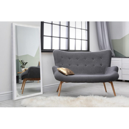 Espejo enmarcado de pared o suelo rectangular Shadi Taco madera blanca mate de 78 x 178 cm