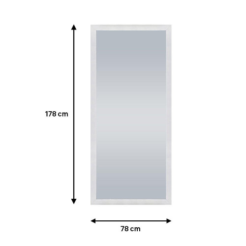 Espejo enmarcado de pared o suelo rectangular Shadi Taco madera blanca mate de 78 x 178 cm