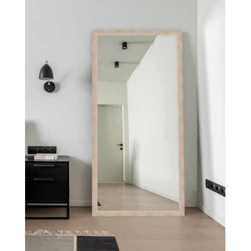 Espejo enmarcado de pared o suelo rectangular Shadi Taco madera roble mate de 78 x 178 cm