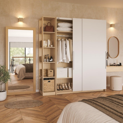 Espejo enmarcado de pared o suelo rectangular Shadi Taco madera roble mate de 78 x 178 cm