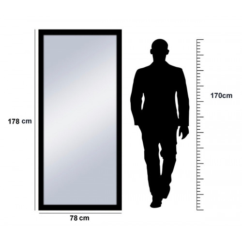 Espejo enmarcado de pared o suelo rectangular Shadi Taco madera roble mate de 78 x 178 cm