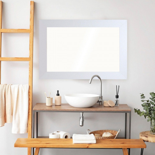 Espejo enmarcado de pared rectangular PROMO madera blanco satinado de 80 x 120 cm