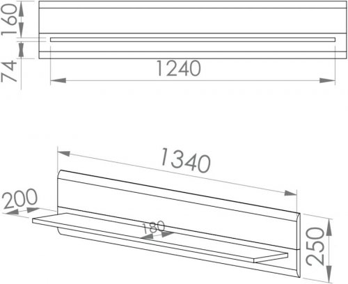 Estante de pared adagio 134x20x25