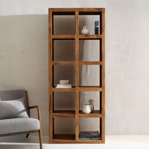 Estantería de madera de palisandro con 10 huecos Bombay EuroVolter Nogal
