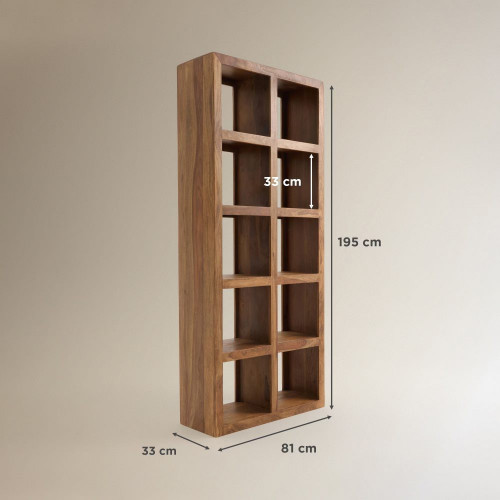 Estantería de madera de palisandro con 10 huecos Bombay EuroVolter Nogal