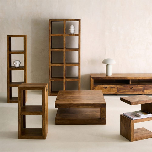 Estantería de madera de palisandro con 2 huecos Bombay EuroVolter Nogal