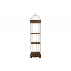 Estantería de madera y metal blanca, 3 baldas y 1 cajón 41x31x172h cm