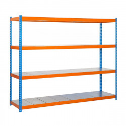 Estantería metálica en kit sin tornillos de metal de 200x120x60 cm 4B 400kg/balda azul/naranja/galvanizado