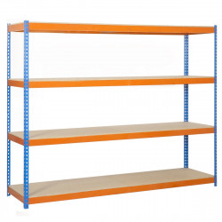 Estantería metálica industrial, 200x150x60 cm, 4 Baldas, 400kg/balda, Azul/Naranja, SimonRack Ecoforte