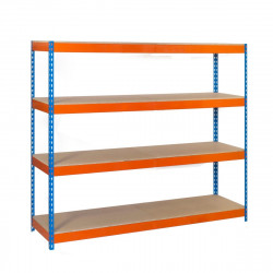 Estantería metálica industrial, 200x210x60 cm, 4 Baldas, 500kg/balda, Azul/Naranja, SimonRack