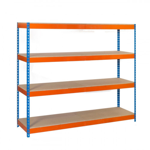 Estantería metálica industrial, 200x210x60 cm, 4 Baldas, 500kg/balda, Azul/Naranja, SimonRack