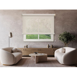 Estor enrollable screen 5% Industry de 240x250 PVC liso beige con cadena. Aislamiento térmico
