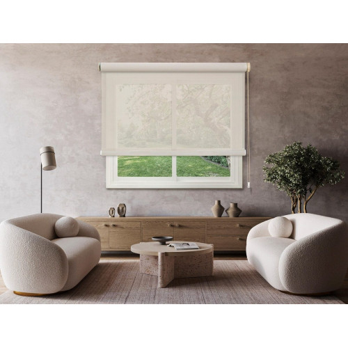 Estor enrollable screen 5% Industry de 240x250 PVC liso beige con cadena. Aislamiento térmico