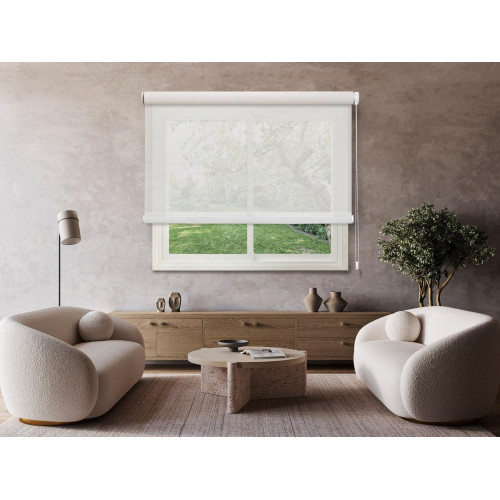 Estor enrollable screen 5% Industry de 240x250 PVC liso blanco con cadena. Aislamiento térmico
