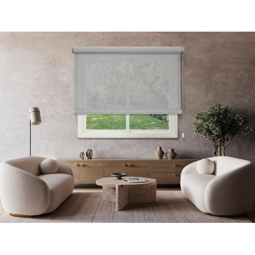 Estor enrollable screen 5% Industry de 240x250 PVC liso plata con cadena. Aislamiento térmico