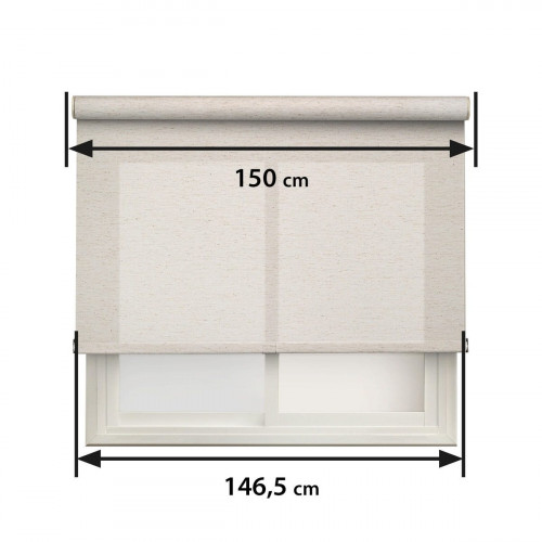 Estor enrollable screen 5% Lino de 150x250 PVC liso natural con cadena. Aislamiento térmico