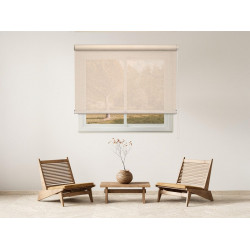 Estor enrollable screen 5% Lino de 240x250 PVC liso beige con cadena. Aislamiento térmico