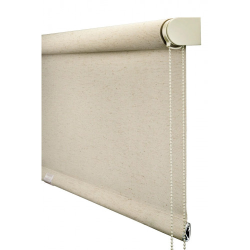 Estor enrollable screen 5% Lino de 240x250 PVC liso beige con cadena. Aislamiento térmico