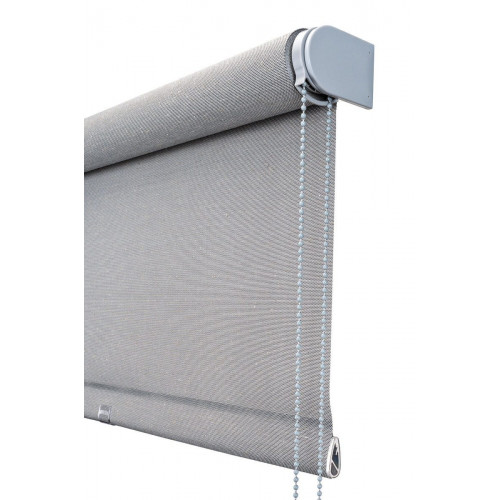 Estor enrollable screen 5% Lino de 240x250 PVC liso gris oscuro con cadena. Aislamiento térmico