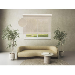 Estor enrollable screen 5% Vetas de 240x250 PVC liso beige con cadena. Aislamiento térmico