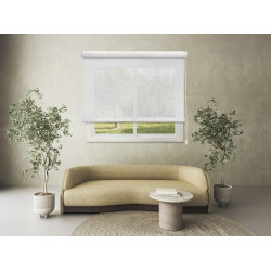 Estor enrollable screen 5% Vetas de 240x250 PVC liso blanco con cadena. Aislamiento térmico