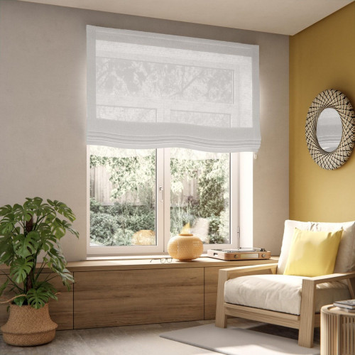 Estor plegable paquetto semi-transparente Fórum 200x175 cm poliéster liso blanco con cadena