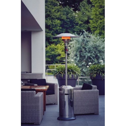 Estufa de gas para terraza y jardín ROMERO GARDEN GNOMO – Acero inoxidable, hasta 35 m², calefacción exterior eficiente