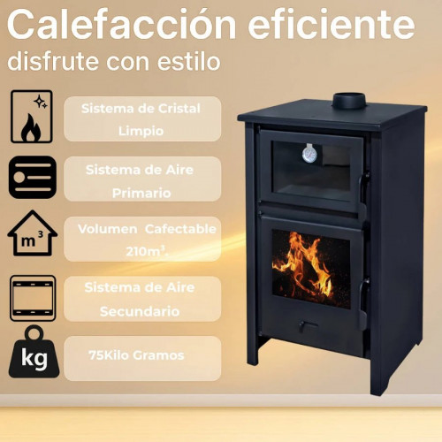 Estufa de leña + convertidor a pellets gratis con horno quartz