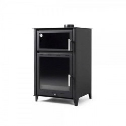 Estufa de leña grande con horno modelo e 13kw Chimenea moderna de leña con puerta cristal