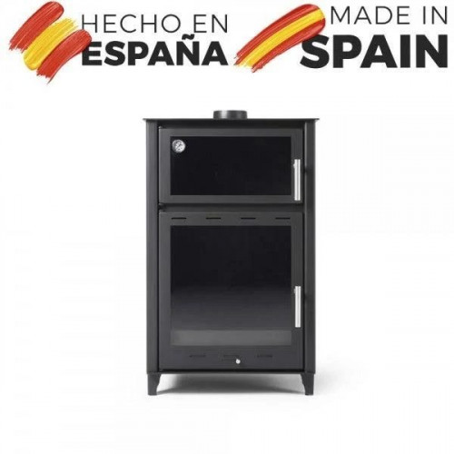 Estufa de leña grande con horno modelo e 13kw Chimenea moderna de leña con puerta cristal