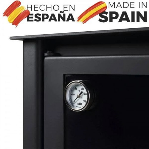 Estufa de leña grande con horno modelo e 13kw Chimenea moderna de leña con puerta cristal