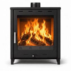 Estufa de leña grande modelo G 14.3 Kw Chimenea moderna de leña con puerta cristal