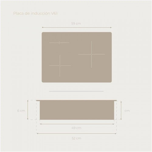Evvo Placa Inducción 3 Zonas de cocinado V61