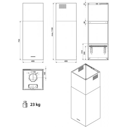 Falmec Mira Plus Design Campana extractora de pared cm 40