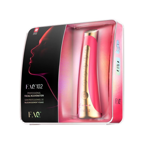 FAQ™ 102 Dispositivo profesional de rejuvenecimiento facial con radiofrecuencia, electroestimulación muscular y terapia de luz LED Pink Ruby Pink Ruby