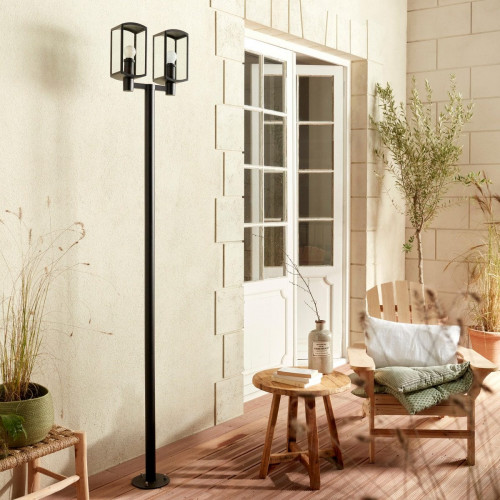 Farola de jardín exterior E27 Daroca Inspire 210 cm aluminio negro resistencia IP54