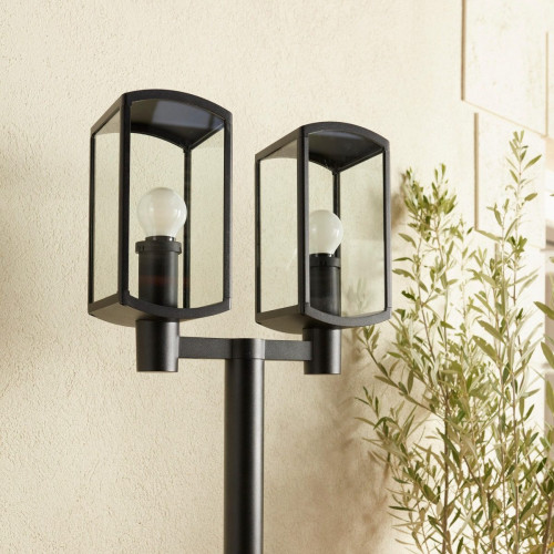 Farola de jardín exterior E27 Daroca Inspire 210 cm aluminio negro resistencia IP54