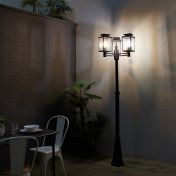 Farola de jardín exterior E27 Meadow Inspire 225 cm aluminio negro resistencia IP44