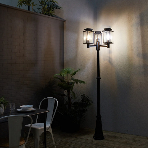 Farola de jardín exterior E27 Meadow Inspire 225 cm aluminio negro resistencia IP44