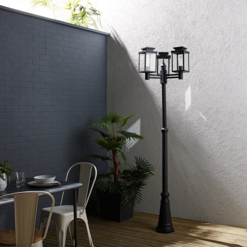 Farola de jardín exterior E27 Meadow Inspire 225 cm aluminio negro resistencia IP44