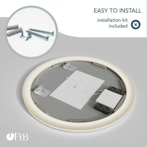Feel Your Bath Espejo Bluetooth de Baño Redondo, Luz LED Regulable, 80cm, con Interruptor Táctil, Antivaho y Apagado Automático